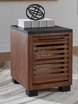 Kallari Warm Brown/Black Chairside End Table from Ashley - Luna Furniture