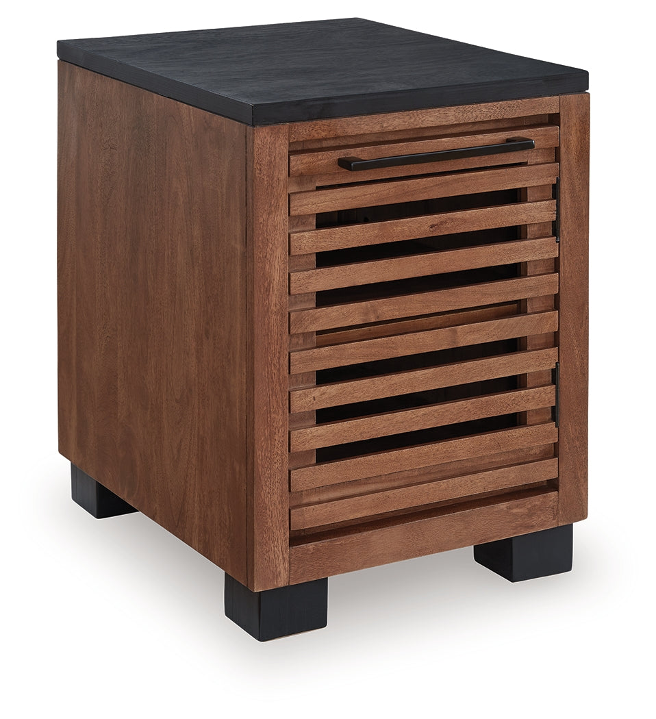 Kallari Warm Brown/Black Chairside End Table from Ashley - Luna Furniture