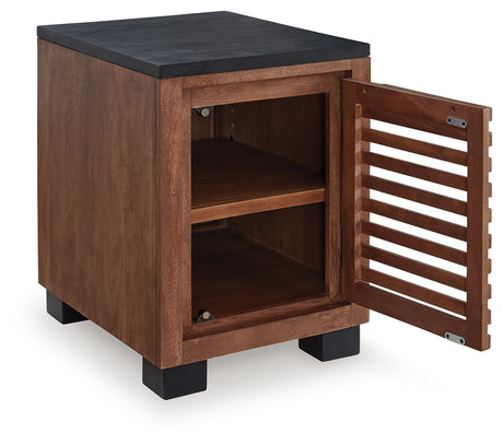 Kallari Warm Brown/Black Chairside End Table from Ashley - Luna Furniture