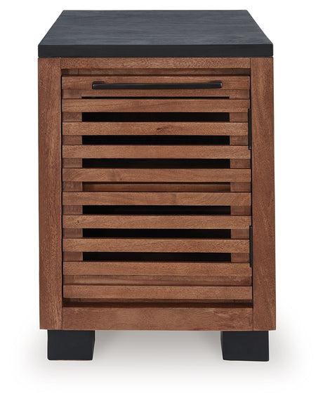 Kallari Warm Brown/Black Chairside End Table from Ashley - Luna Furniture