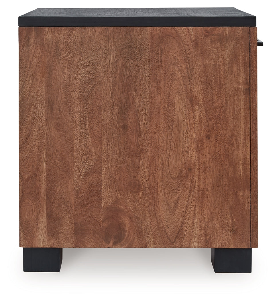 Kallari Warm Brown/Black Chairside End Table from Ashley - Luna Furniture