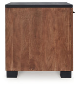 Kallari Warm Brown/Black Chairside End Table from Ashley - Luna Furniture