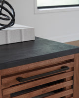 Kallari Warm Brown/Black Chairside End Table from Ashley - Luna Furniture