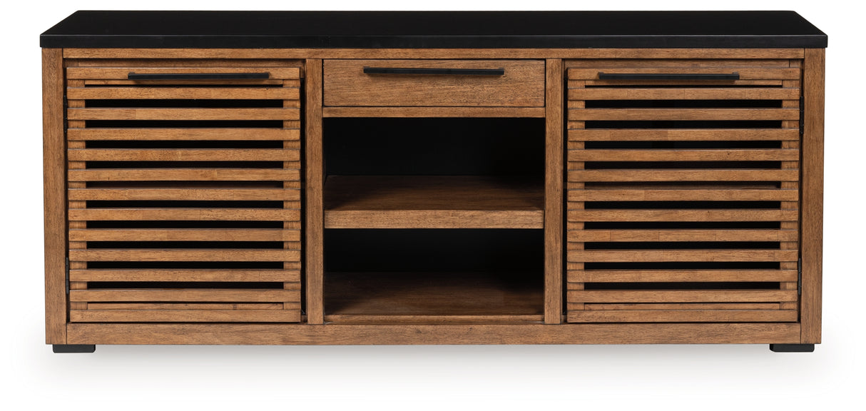 Kallari Warm Brown/Black Credenza from Ashley Furniture - Luna Furniture