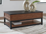 Kallari Warm Brown/Black Lift-Top Coffee Table from Ashley - Luna Furniture
