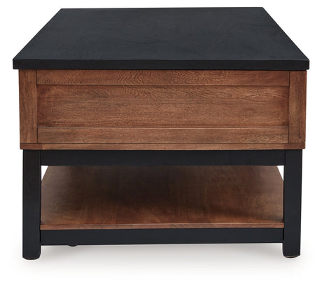 Kallari Warm Brown/Black Lift-Top Coffee Table from Ashley - Luna Furniture