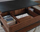Kallari Warm Brown/Black Lift-Top Coffee Table from Ashley - Luna Furniture