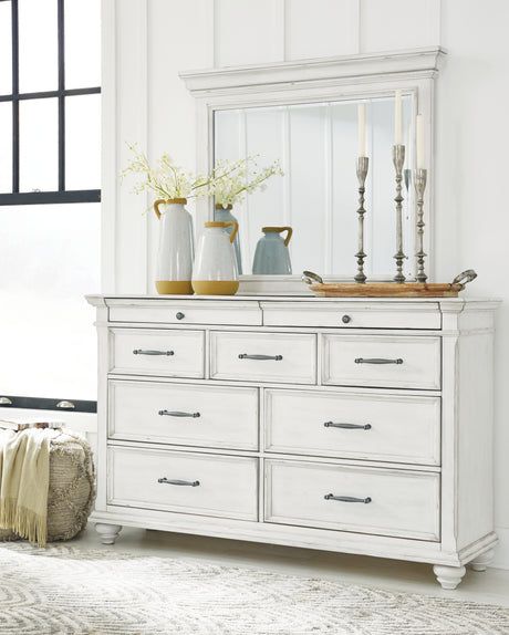 Kanwyn King Panel Bed, Dresser, Mirror and 2 Nightstands from Ashley - Luna Furniture