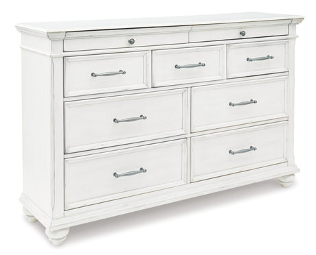 Kanwyn King Panel Bed with Dresser in Whitewash from Ashley - Luna Furniture