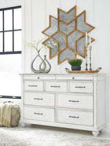 Kanwyn King Panel Bed with Storage with Dresser in Whitewash from Ashley - Luna Furniture