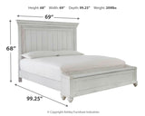 Kanwyn Queen Panel Bed with Storage with Mirrored Dresser and 2 Nightstands in Whitewash from Ashley - Luna Furniture
