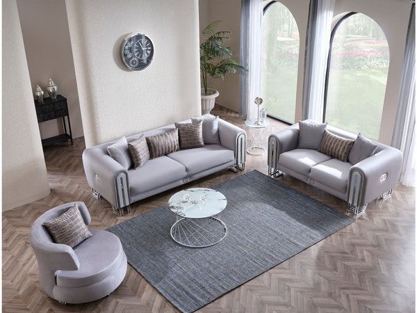 Kapadokya 3-pieces (Sofa & Loveseat & Chair) Livingroom Set in Grey