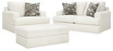 Karinne Linen Loveseat, Oversized Chair and Accent Ottoman from Ashley - Luna Furniture
