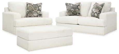 Karinne Linen Loveseat, Oversized Chair and Accent Ottoman from Ashley - Luna Furniture