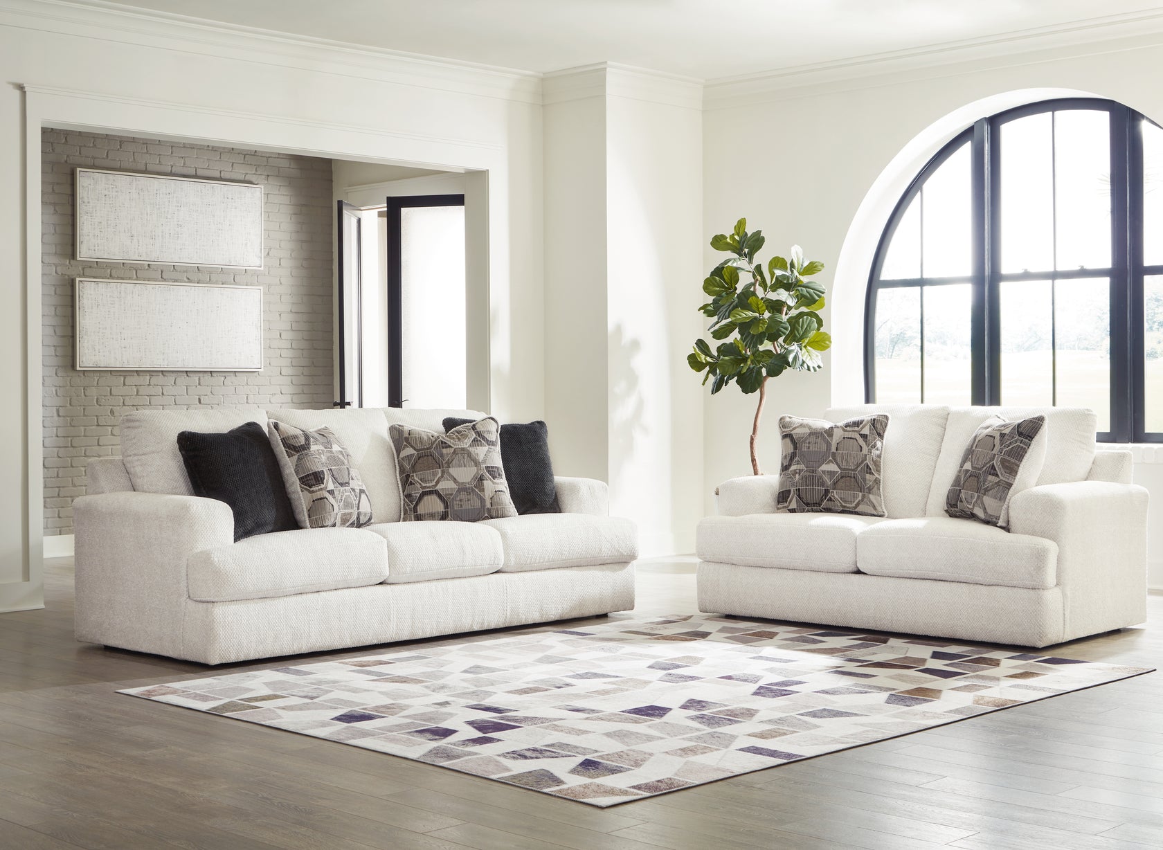 Karinne Sofa and Loveseat in Linen from Ashley Furniture - Luna Furniture