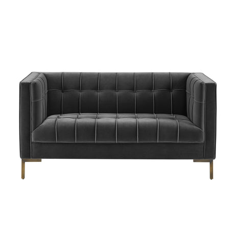 Isaac Channel Stitched Gray Velvet Loveseat from Steve Silver - Luna Furniture