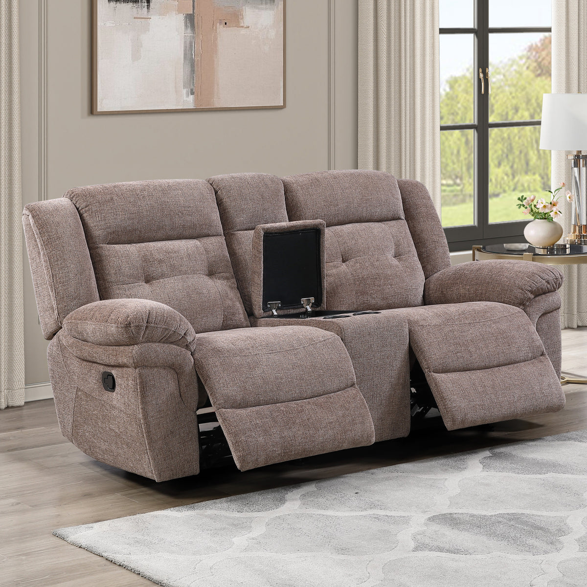 Sydney Brown Manual Recliner Console Loveseat from Steve Silver - Luna Furniture