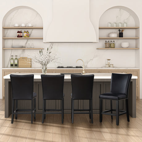 Artemis Black Vegan Leather Counter Height Chair, Set of 2 from Steve Silver - Luna Furniture