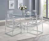 Keeling Chrome 5-Piece Round Glass Top Acrylic Dining Set from Coaster - Luna Furniture