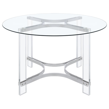 Keeling Chrome 5-Piece Round Glass Top Acrylic Dining Set from Coaster - Luna Furniture