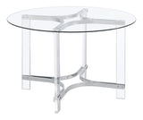 Keeling Chrome 5-Piece Round Glass Top Acrylic Dining Set from Coaster - Luna Furniture