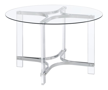 Keeling Chrome 5-Piece Round Glass Top Acrylic Dining Set from Coaster - Luna Furniture