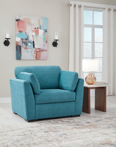 Keerwick Teal Loveseat and 2 Oversized Chairs from Ashley - Luna Furniture