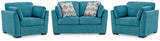 Keerwick Teal Loveseat and 2 Oversized Chairs from Ashley - Luna Furniture