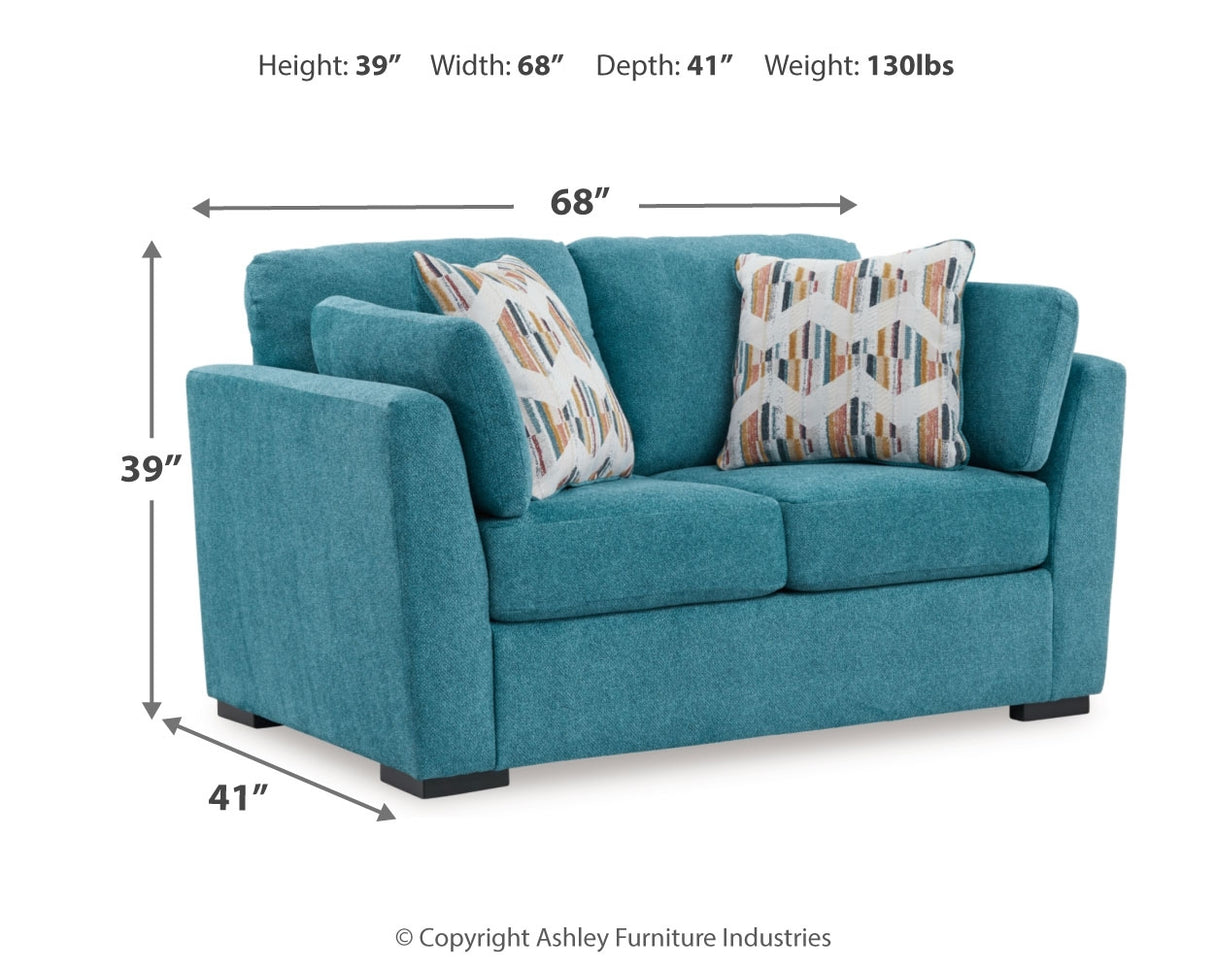 Keerwick Teal Queen Sofa Sleeper, Loveseat and Ottoman from Ashley - Luna Furniture