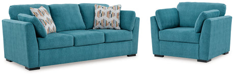 Keerwick Teal Sofa and Oversized Chair from Ashley - Luna Furniture