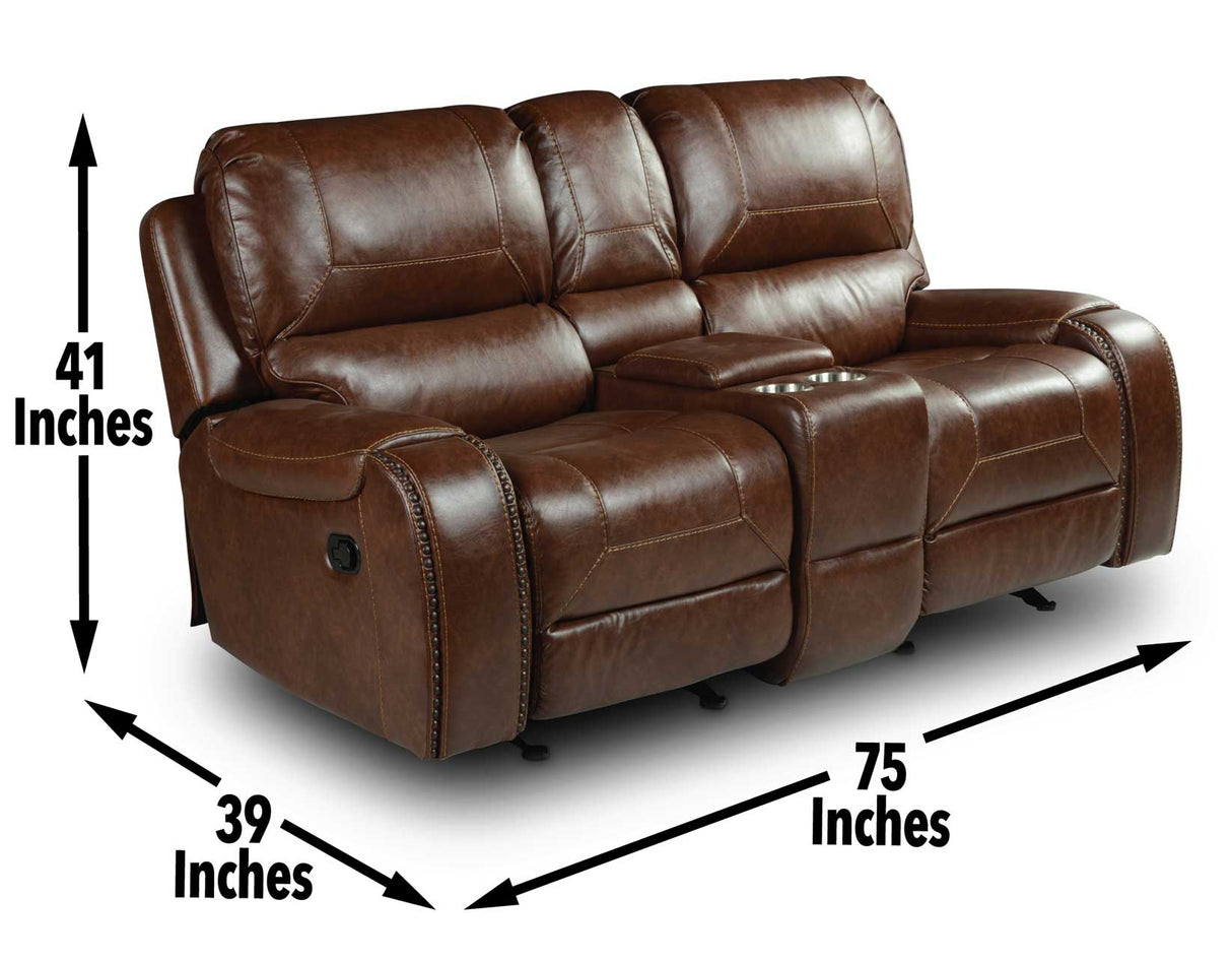 Keily Brown Manual Glider Reclining Loveseat from Steve Silver - Luna Furniture