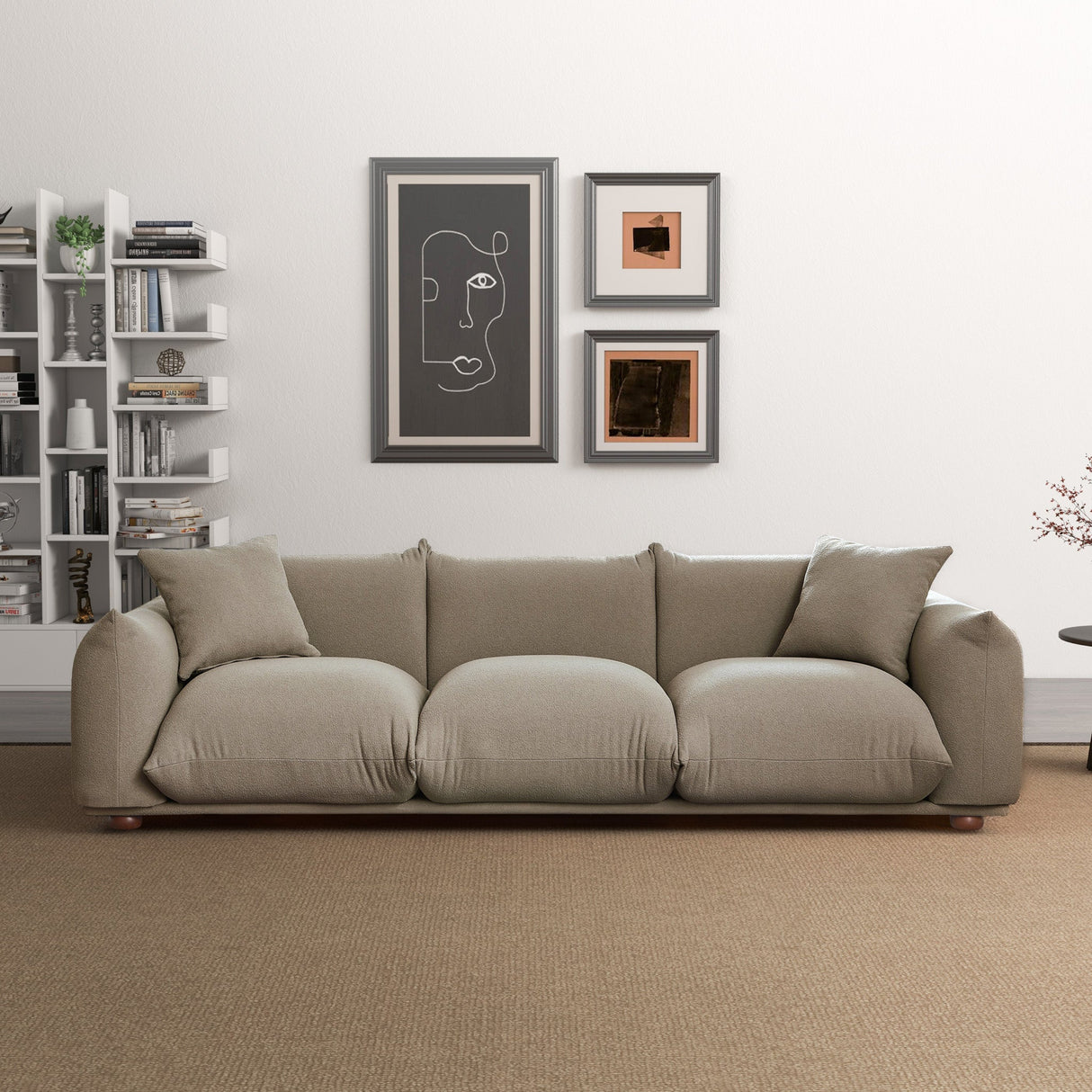 Kely 100'' Mocha Boucle Upholstered Sofa from Midinmod - Luna Furniture