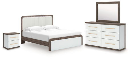 Kendanport King Platform Bed, Dresser, Mirror and Nightstand from Ashley Furniture - Luna Furniture