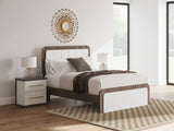Kendanport Brown/White Queen Upholstered Bed from Ashley - Luna Furniture