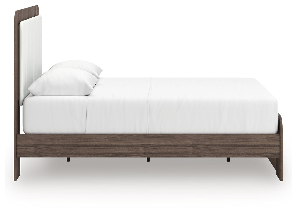 Kendanport Queen Upholstered Platform Bed, Dresser and Mirror from Ashley - Luna Furniture