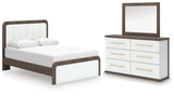 Kendanport Queen Upholstered Platform Bed, Dresser and Mirror from Ashley - Luna Furniture