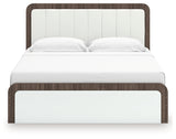 Kendanport White/Brown King Upholstered Bed, Dresser and Nightstand from Ashley - Luna Furniture