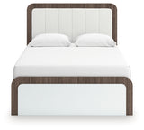 Kendanport White/Brown Queen Upholstered Bed, Dresser and Nightstand from Ashley - Luna Furniture