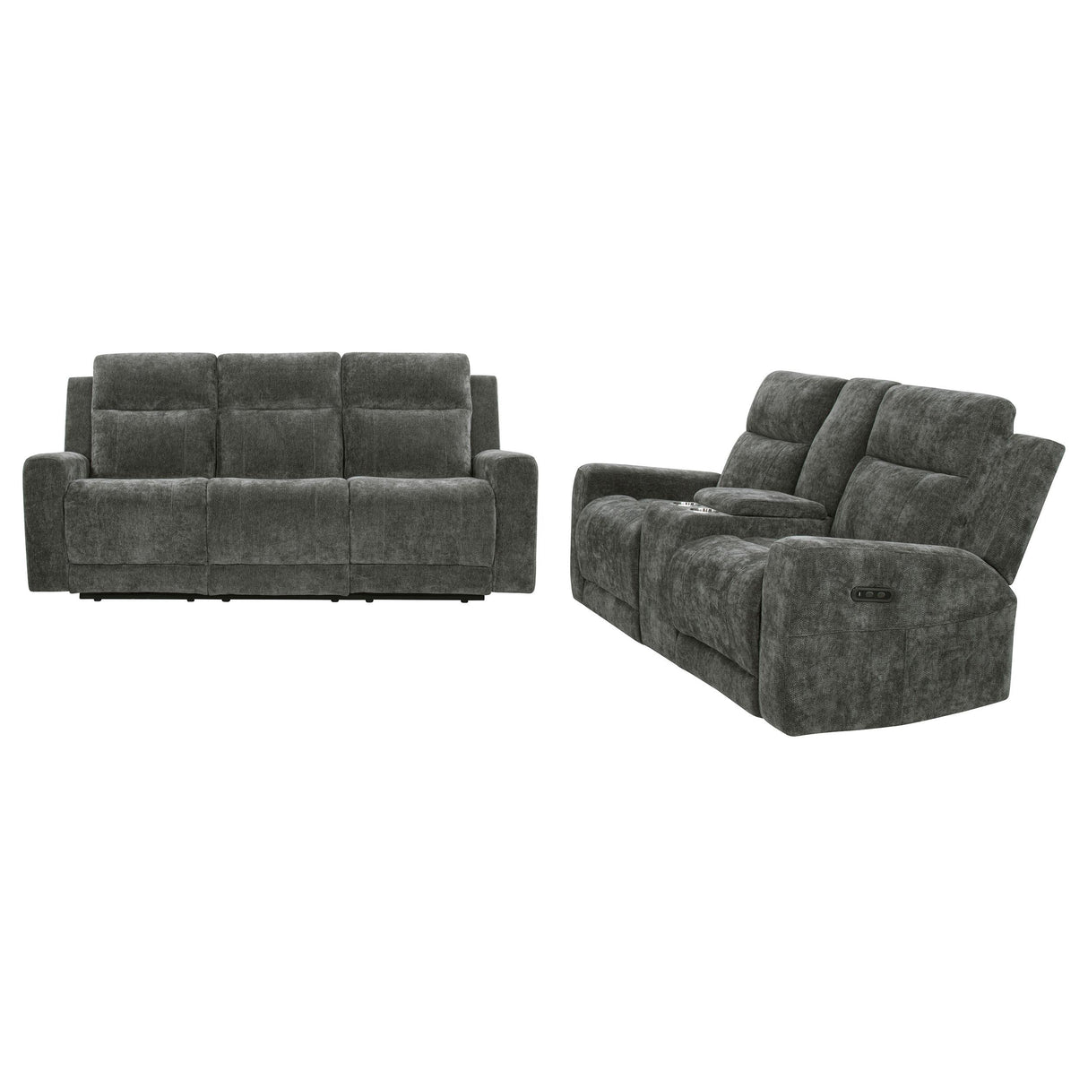 Kennett Dark Gray 2-Piece Chenille Power Reclining Living Room Set from Coaster - Luna Furniture