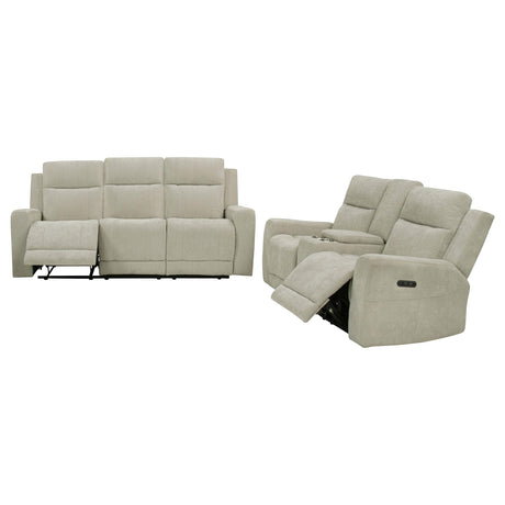Kennett Ivory 2-Piece Chenille Power Reclining Living Room Set from Coaster - Luna Furniture