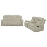 Kennett Ivory 2-Piece Chenille Power Reclining Living Room Set from Coaster - Luna Furniture
