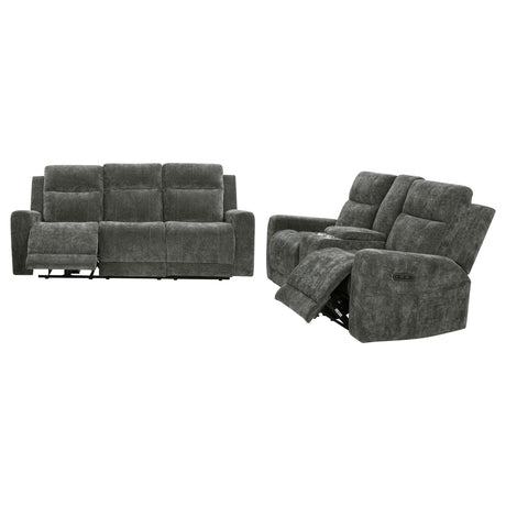 Kennett Dark Gray 3-Piece Chenille Power Reclining Living Room Set from Coaster - Luna Furniture