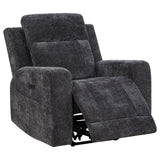 Kennett Dark Gray Chenille Upholstered Power Recliner Chair from Coaster - Luna Furniture