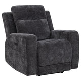 Kennett Dark Gray Chenille Upholstered Power Recliner Chair from Coaster - Luna Furniture