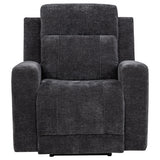 Kennett Dark Gray Chenille Upholstered Power Recliner Chair from Coaster - Luna Furniture