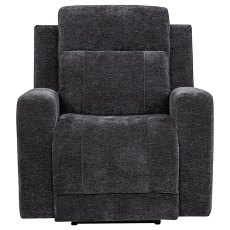 Kennett Dark Gray Chenille Upholstered Power Recliner Chair from Coaster - Luna Furniture