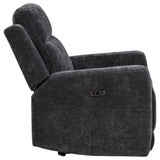 Kennett Dark Gray Chenille Upholstered Power Recliner Chair from Coaster - Luna Furniture