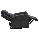 Kennett Dark Gray Chenille Upholstered Power Recliner Chair from Coaster - Luna Furniture