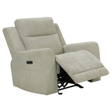 Kennett Ivory Chenille Upholstered Power Recliner Chair from Coaster - Luna Furniture
