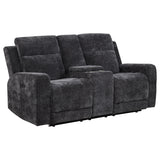 Kennett Dark Gray Chenille Upholstered Power Reclining Loveseat from Coaster - Luna Furniture
